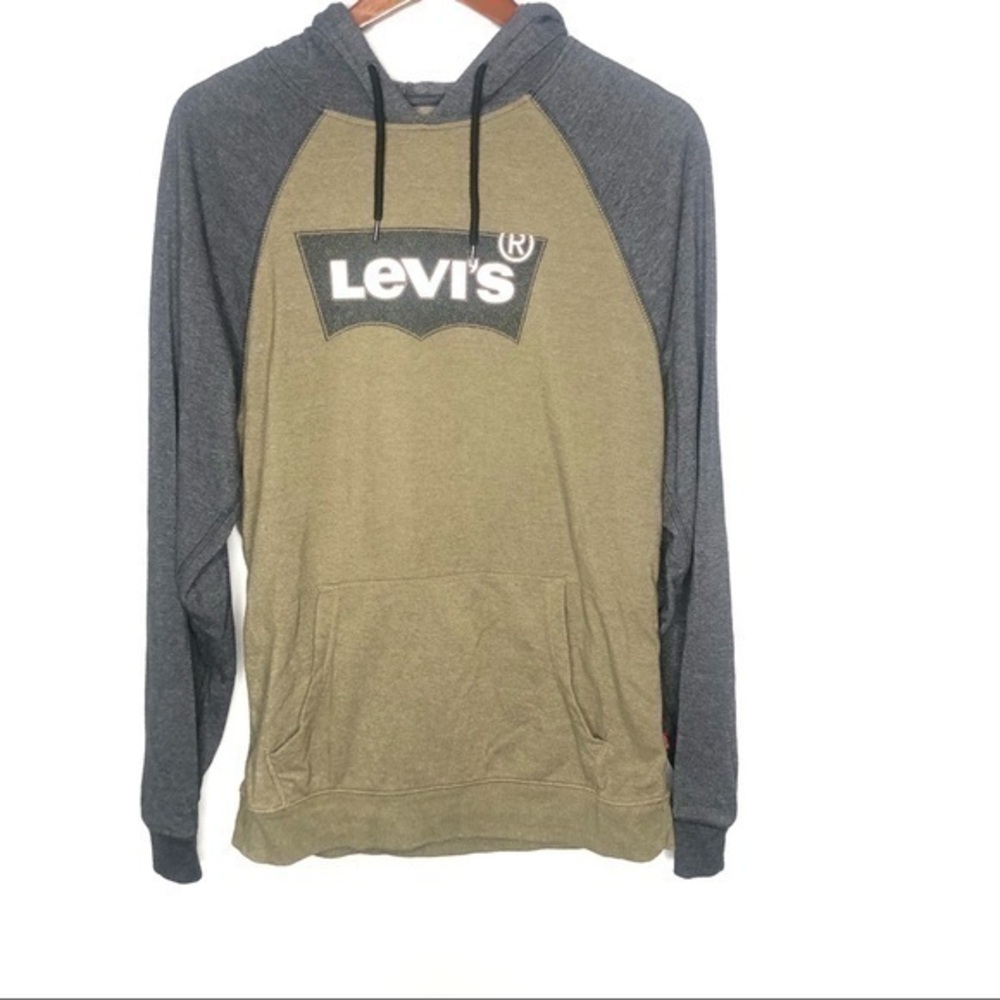 Levi’s olive green & gray hooded sweatshirt hoodie